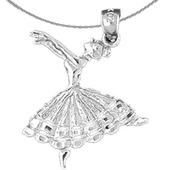 Sterling Silver Flamenco Dancer Pendant (Rhodium or Yellow Gold-plated)