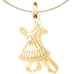 Sterling Silver Ballroom Dancer Pendant (Rhodium or Yellow Gold-plated)