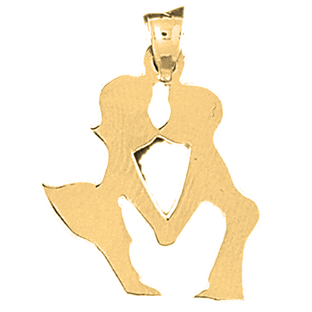 Yellow Gold-plated Silver Boy And Girl Kissing Pendant