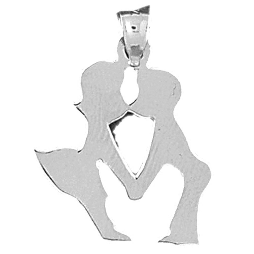 Sterling Silver Boy And Girl Kissing Pendant