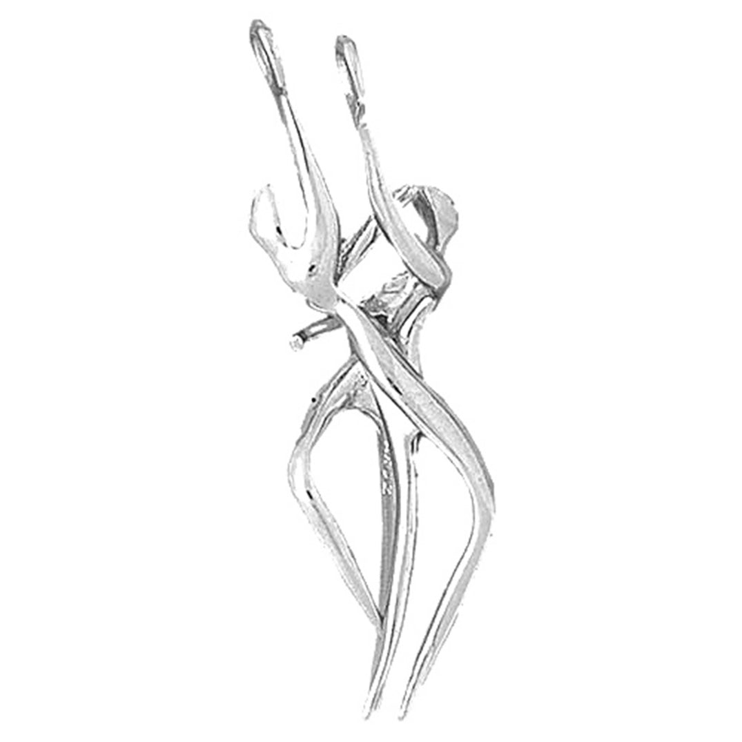 Sterling Silver Two Piece, 3D Dancers Pendant