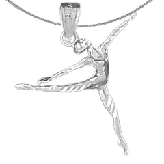 Sterling Silver Ballerina Pendant (Rhodium or Yellow Gold-plated)