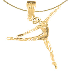 Sterling Silver Ballerina Pendant (Rhodium or Yellow Gold-plated)