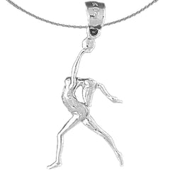 Sterling Silver Gymnastic Dancer Pendant (Rhodium or Yellow Gold-plated)