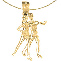 Sterling Silver Ballroom Dancers Pendant (Rhodium or Yellow Gold-plated)