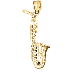 Yellow Gold-plated Silver 3D Saxophone Pendant