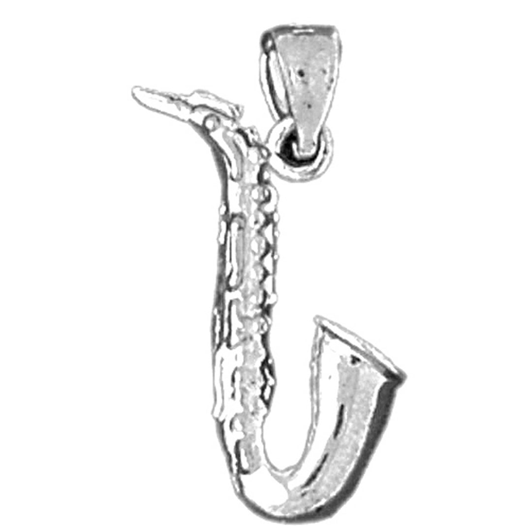 Sterling Silver 3D Saxophone Pendant