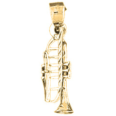 Yellow Gold-plated Silver 3D Trumpet Pendant
