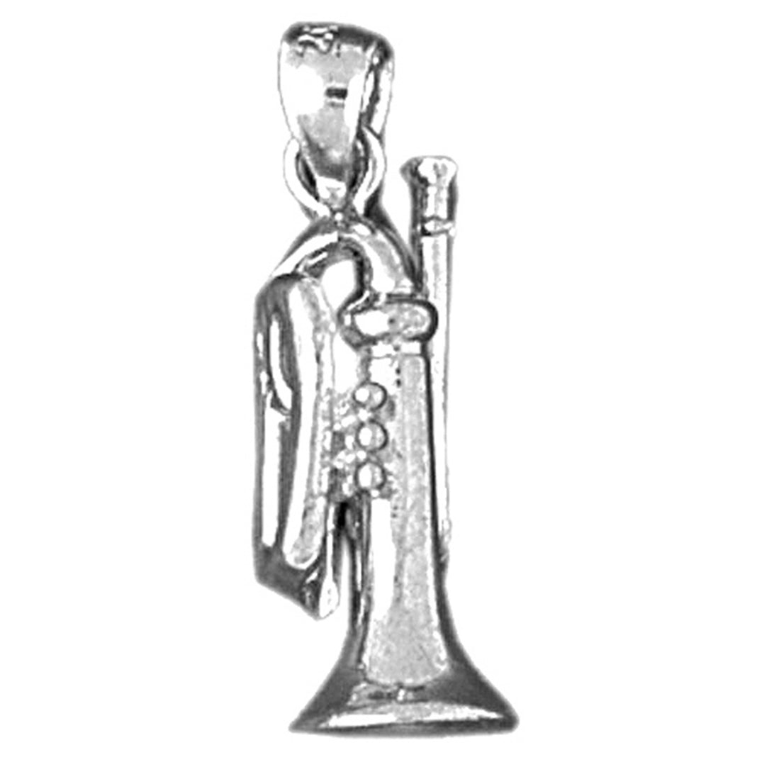 Sterling Silver 3D Trumpet Pendant