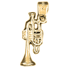 Yellow Gold-plated Silver 3D Trumpet Pendant