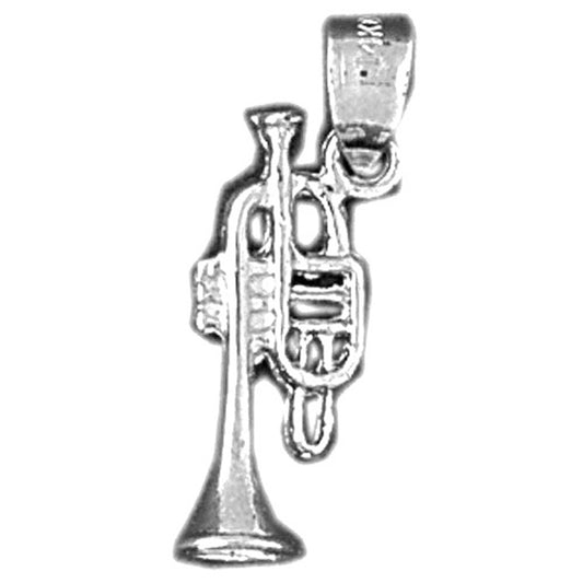 Sterling Silver 3D Trumpet Pendant