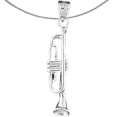 Sterling Silver Trumpet Pendant (Rhodium or Yellow Gold-plated)