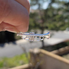 Trompetenanhänger aus Sterlingsilber (rhodiniert oder gelbgoldbeschichtet)