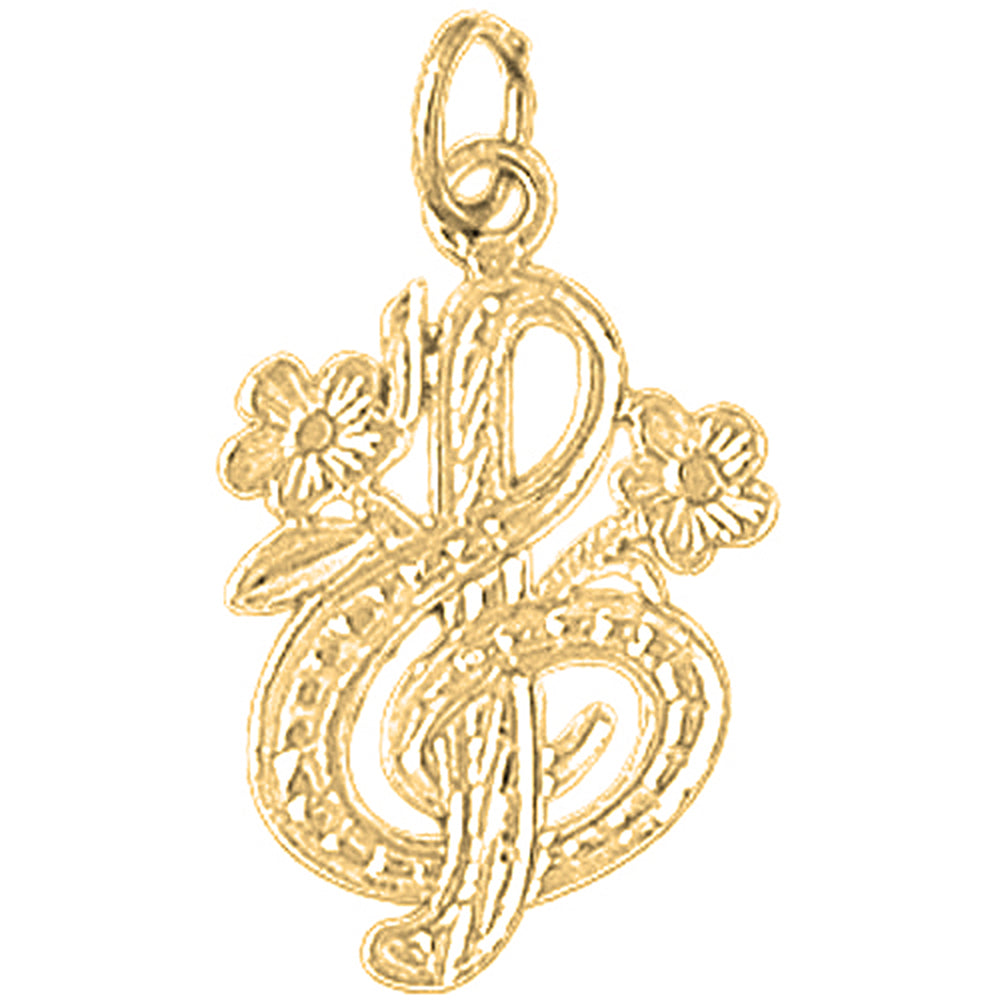 Yellow Gold-plated Silver Treble Clef Pendant