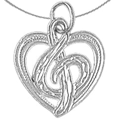 Sterling Silver Treble Clef Pendant (Rhodium or Yellow Gold-plated)