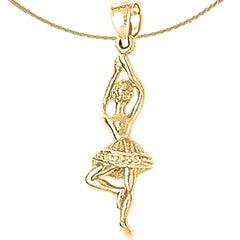 Sterling Silver Two Tone Ballerina Pendant (Rhodium or Yellow Gold-plated)