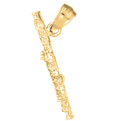 Yellow Gold-plated Silver 3D Flute Pendant