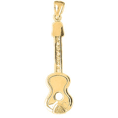 Yellow Gold-plated Silver Accoustic Guitar Pendant