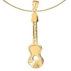 Anhänger Akustikgitarre aus Sterlingsilber (rhodiniert oder gelbvergoldet)