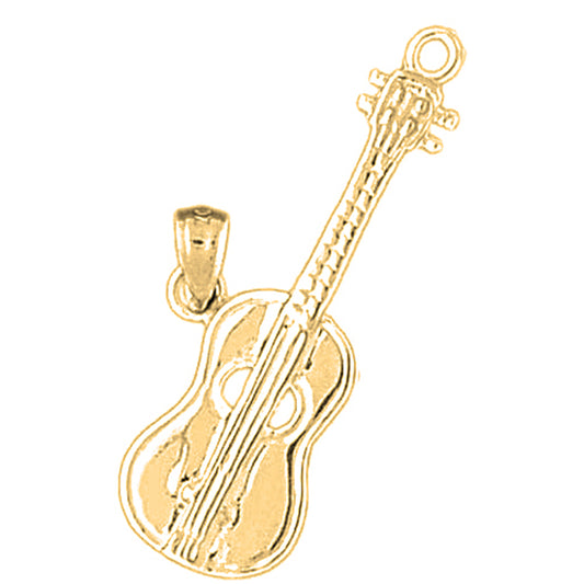 Yellow Gold-plated Silver Accoustic Guitar Pendant
