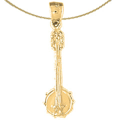 Sterling Silver Banjo Pendant (Rhodium or Yellow Gold-plated)