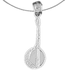 Sterling Silver Banjo Pendant (Rhodium or Yellow Gold-plated)