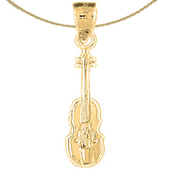 Sterling Silver Violin, Viola Pendant (Rhodium or Yellow Gold-plated)