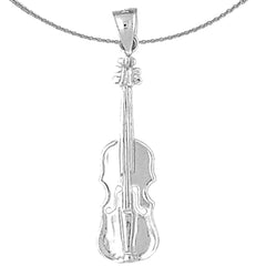 Sterling Silver Violin, Viola Pendant (Rhodium or Yellow Gold-plated)