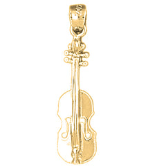 Yellow Gold-plated Silver Violin, Viola Pendant