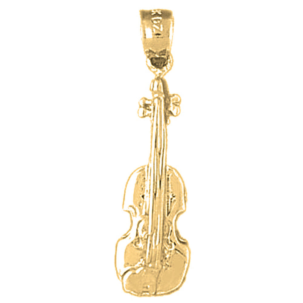 Yellow Gold-plated Silver Violin, Viola Pendant