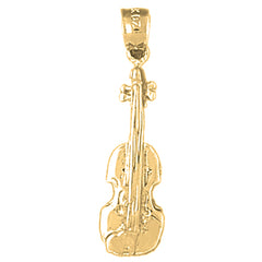 Yellow Gold-plated Silver Violin, Viola Pendant