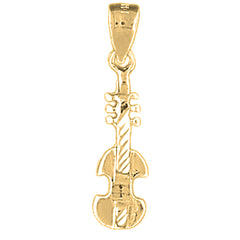 Yellow Gold-plated Silver Violin, Viola Pendant