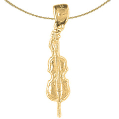 Sterling Silver Violin, Viola Pendant (Rhodium or Yellow Gold-plated)