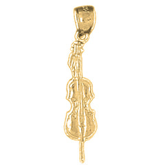 Yellow Gold-plated Silver Violin, Viola Pendant