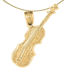 Sterling Silver Violin, Viola Pendant (Rhodium or Yellow Gold-plated)
