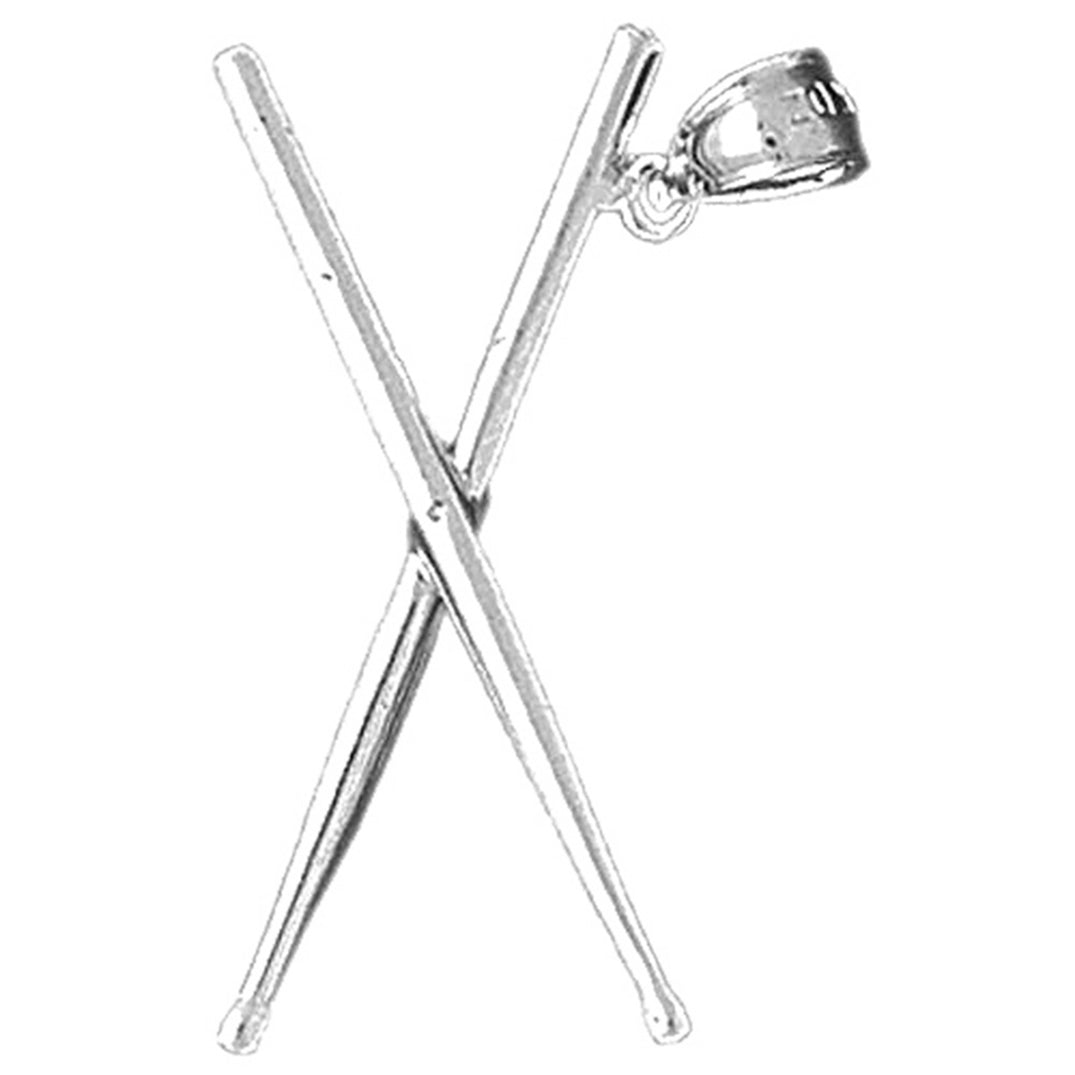 Sterling Silver 3D Drum Sticks Pendant