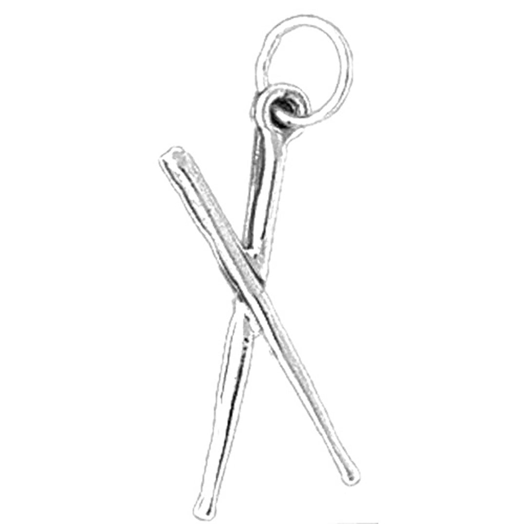 Sterling Silver 3D Drum Sticks Pendant