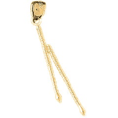 Yellow Gold-plated Silver 3D Drum Sticks Pendant