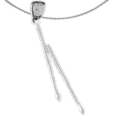 3D-Anhänger „Trommelstöcke“ aus Sterlingsilber (rhodiniert oder gelbvergoldet)