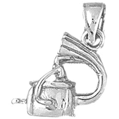 3D-Plattenspieler-Anhänger aus Sterlingsilber (rhodiniert oder gelbvergoldet)