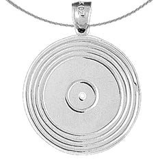 Sterling Silver Record Pendant (Rhodium or Yellow Gold-plated)
