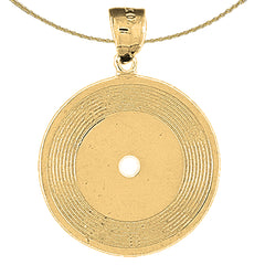 Sterling Silver Record Pendant (Rhodium or Yellow Gold-plated)