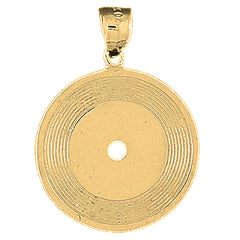 Yellow Gold-plated Silver Record Pendant