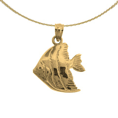 Sterling Silver Tropical Angelfish Pendant (Rhodium or Yellow Gold-plated)