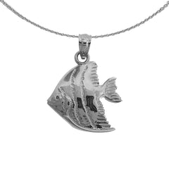 Sterling Silver Tropical Angelfish Pendant (Rhodium or Yellow Gold-plated)