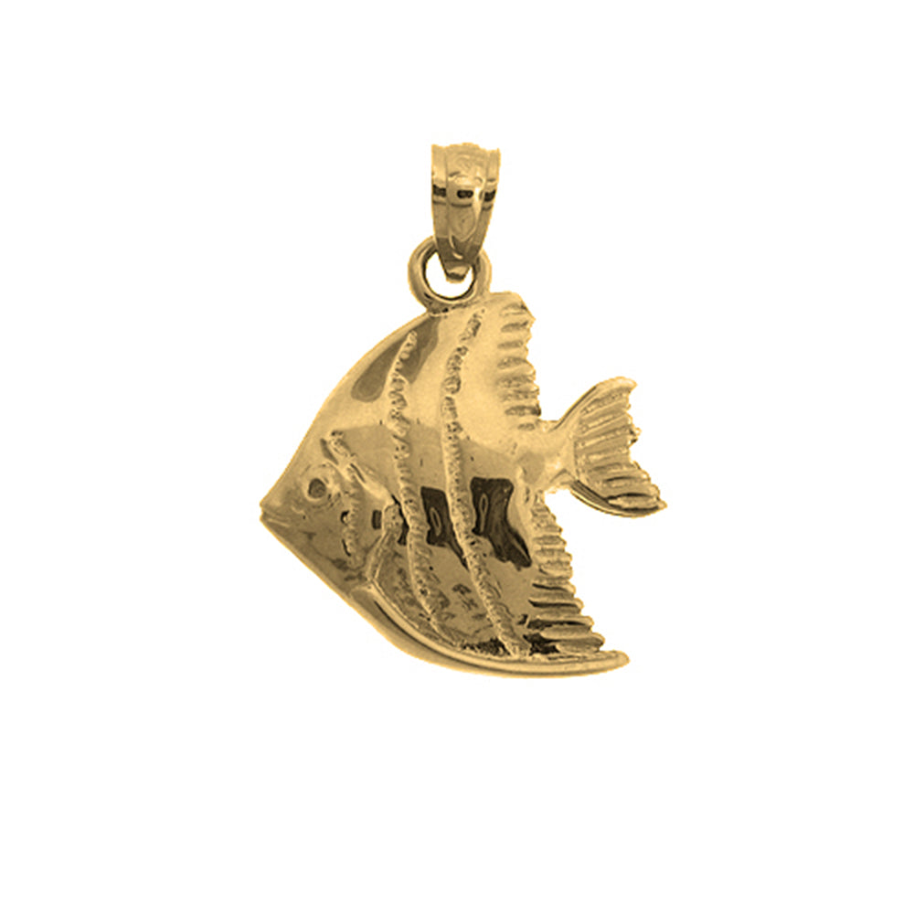 Yellow Gold-plated Silver Tropical Angelfish Pendant