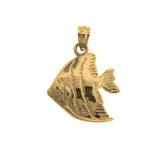 Yellow Gold-plated Silver Tropical Angelfish Pendant