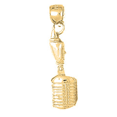 Yellow Gold-plated Silver Microphone Pendant