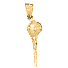 Yellow Gold-plated Silver 3D Microphone Pendant