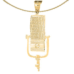 Sterling Silver Microphone Pendant (Rhodium or Yellow Gold-plated)